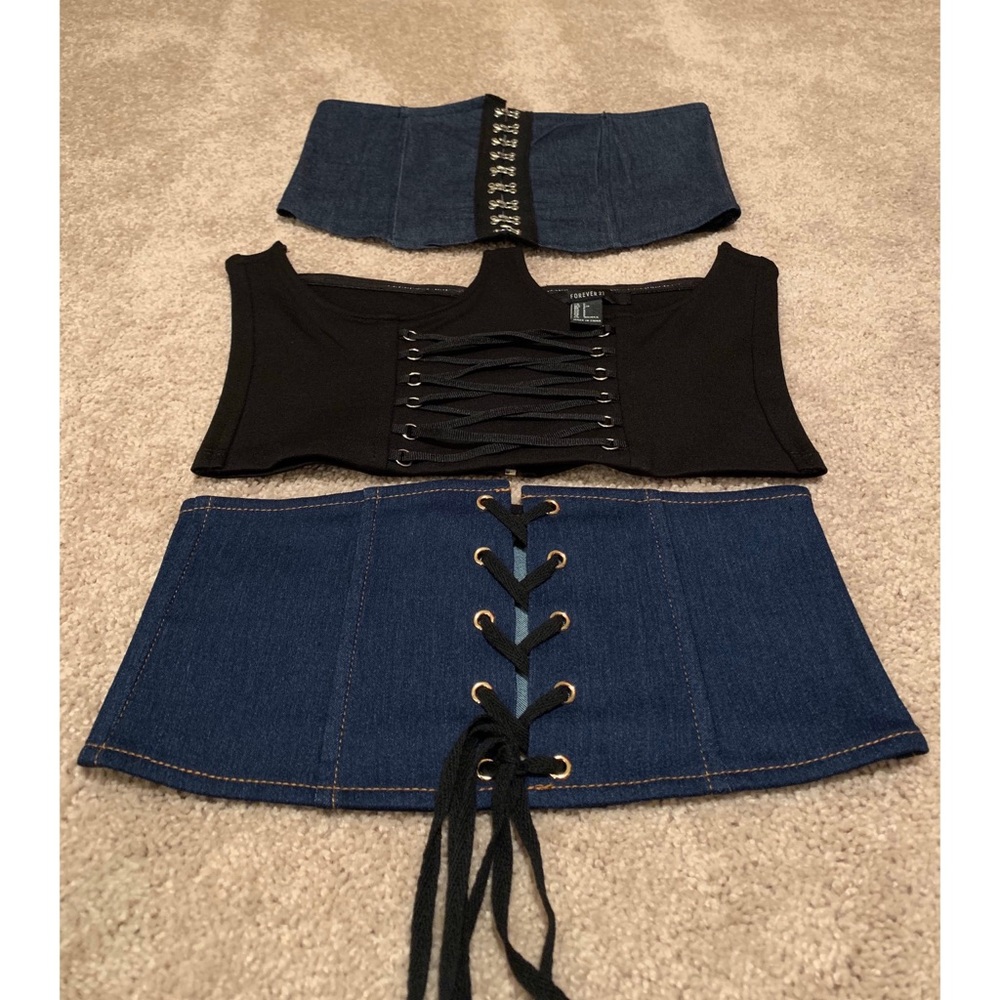 NWOT Forever 21 Corset Lot Set of 3 Lace Up Small